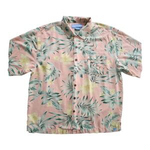 Bermuda Bay Men's 100% Silk Hawaiian Shirt Size XL Resortwear Floral Leaves NWOT